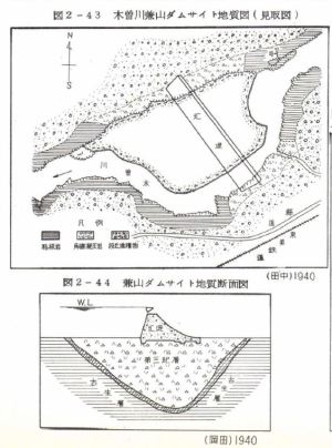 兼山ダムの地質図(岡田清蔵，1940)